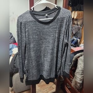 Gray Long Shirt with Black Trim